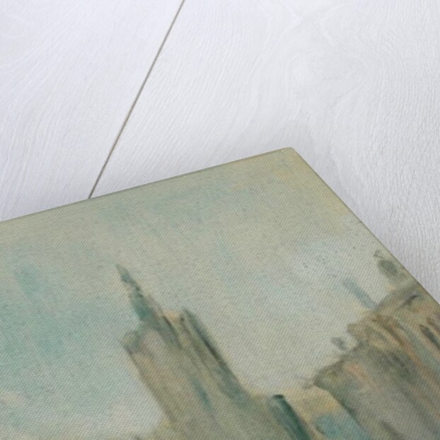 Street with Church and Figures previously attributed to J.M.W. Turner and also attributed to Peter de Wint, 1822-25 by English School