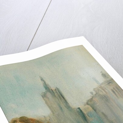 Street with Church and Figures previously attributed to J.M.W. Turner and also attributed to Peter de Wint, 1822-25 by English School