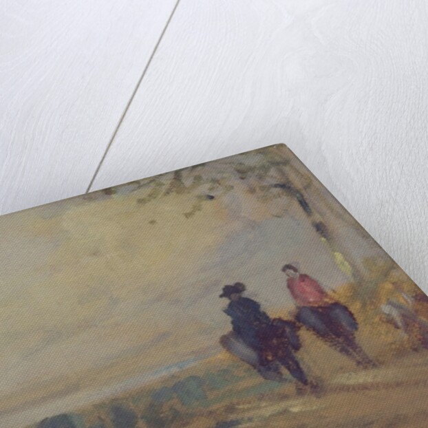 Landscape with Lake and two Figures Riding, previously attributed to J.M.W. Turner and also attributed to Peter de Wint, 1815-25 by English School