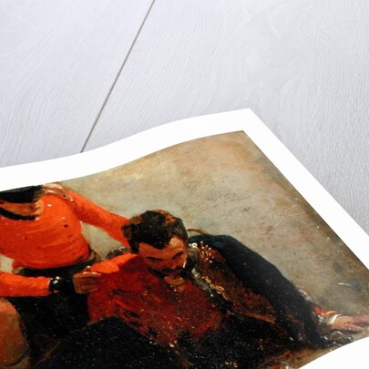 A Highlander, Black Watch attending a General of Hussars, possibly Lord Uxbridge: a study for 'The Battle of Waterloo' by George Jones