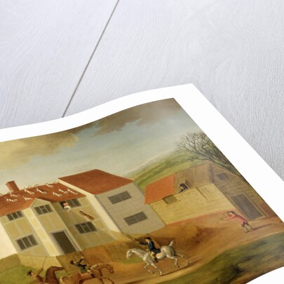 John Sidey and his Hounds at a Farmhouse near Hadleigh, Suffolk by James I Dunthorne