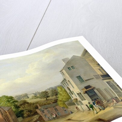 Street Scene in Chorley, Lancashire, with a View of Chorley Hall, c.1790-1817 by John Bird