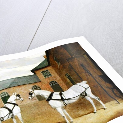 Mr. Sowerby's Grey Carriage Horses in his Coachyard at Putteridge Bury, Hertfordshire, 1836 by John Frederick Herring Snr