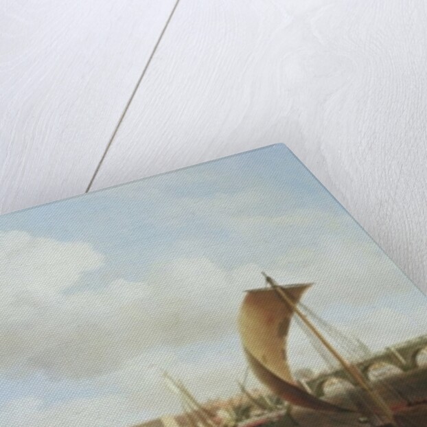 Westminster from Lambeth, with the ceremonial barge of the Ironmongers' Company, c.1745 by Samuel Scott