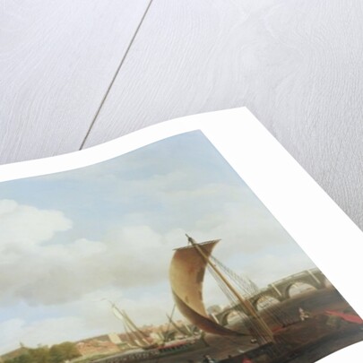 Westminster from Lambeth, with the ceremonial barge of the Ironmongers' Company, c.1745 by Samuel Scott