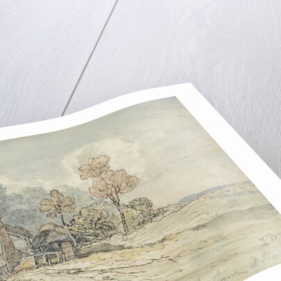 A Thatched Cottage and Trees at the Turn of a Country Road by James Ward