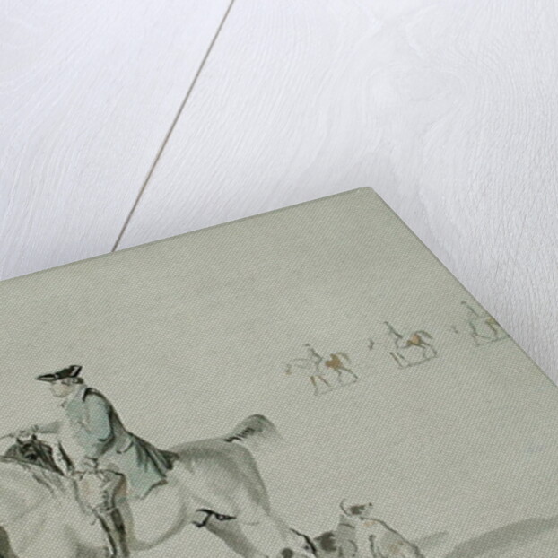 The Duke of Cumberland with a Gentleman and a Groom, all Mounted, and Dogs by Paul and/or Sandby Thomas Sandby