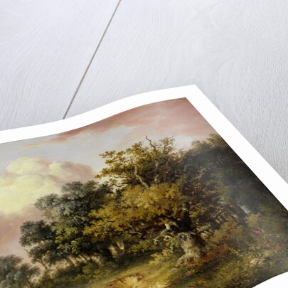 Wooded Landscape with Woman and Child Walking Down a Road by Robert Ladbrooke