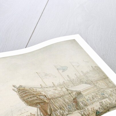 The Launching of H.M.S. 'Hibernia' at Devonport, c.1804 by Thomas Rowlandson