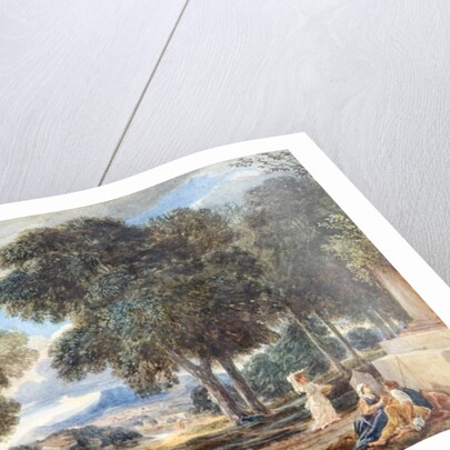 Landscape with a Man Washing his Feet at a Fountain, after Nicolas Poussin by David Cox