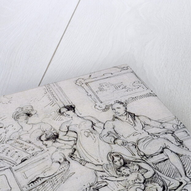 A Family Group Around a Piano by George Chinnery