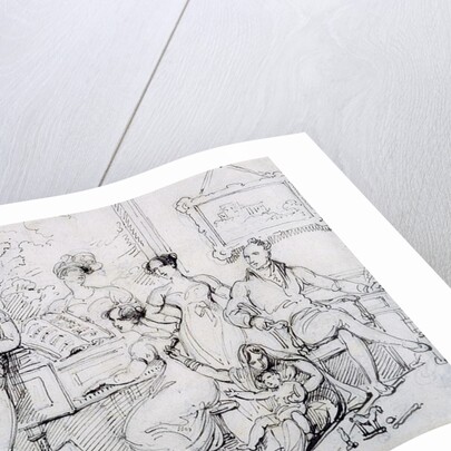 A Family Group Around a Piano by George Chinnery