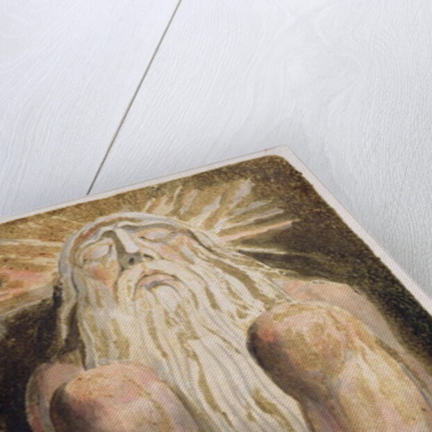 A naked man with a long, white beard by William Blake