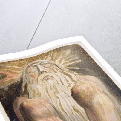 A naked man with a long, white beard by William Blake