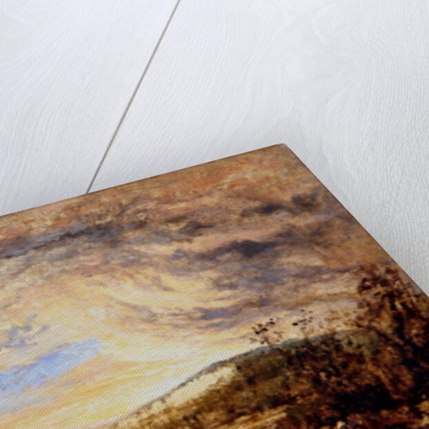 A River Landscape, Sunset by John Linnell