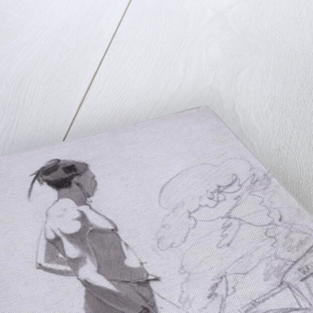 Tswana Man Holiding an Ostrich Feather Fan in a Landscape, c.1802 by Samuel Daniell