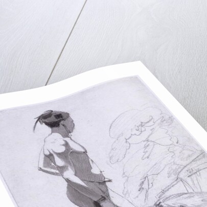 Tswana Man Holiding an Ostrich Feather Fan in a Landscape, c.1802 by Samuel Daniell