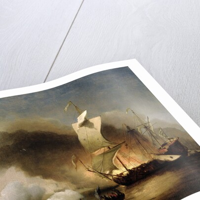 An Action off the Barbary Coast with Galleys and English Ships, c.1695 by Willem van de the Younger Velde