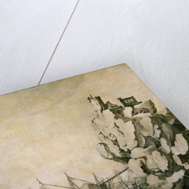 Ships and militia by a rocky shore, c.1680 by Willem van de the Elder Velde