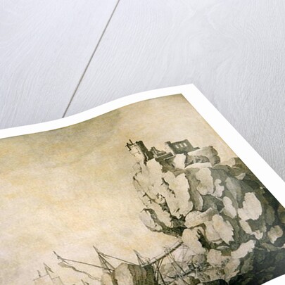 Ships and militia by a rocky shore, c.1680 by Willem van de the Elder Velde