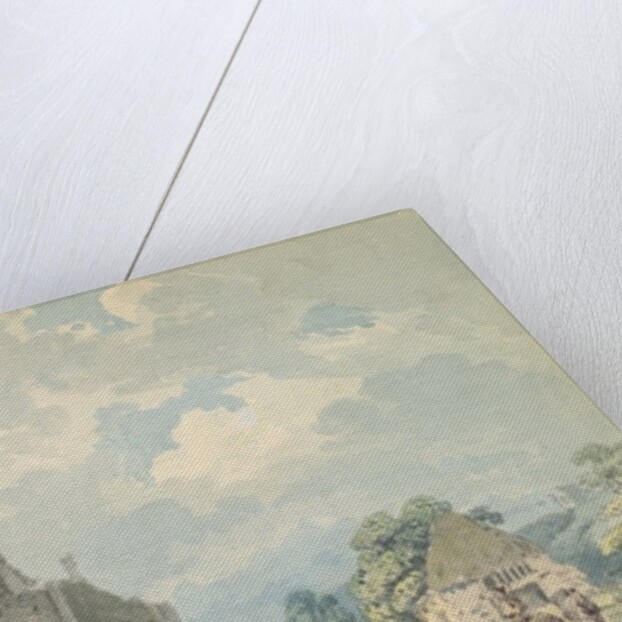 The Tithe Barn at Abbotsbury with the Abbey on the hill..., c.1795 by Thomas Girtin