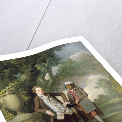 A Young Man with his Indian servant holding a portfolio by John Hamilton Mortimer