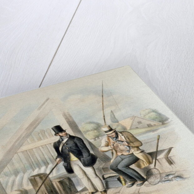 Trout fishing, Beddington Park, from a set of six images of 'Angling' by Henry Heath