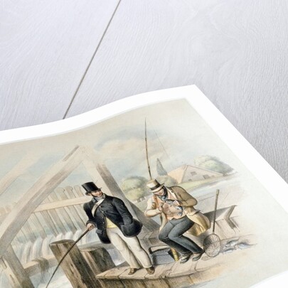 Trout fishing, Beddington Park, from a set of six images of 'Angling' by Henry Heath