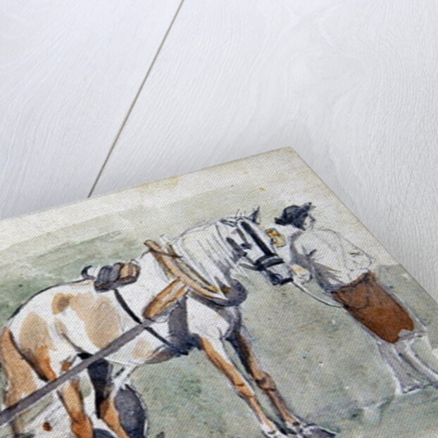 Man with a horse harnessed to a roller by Sawrey Gilpin