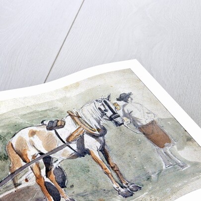 Man with a horse harnessed to a roller by Sawrey Gilpin