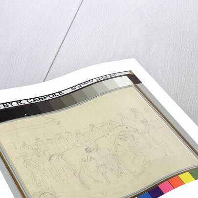 Rubbing down a horse in a paddock at a racetrack by Sawrey Gilpin