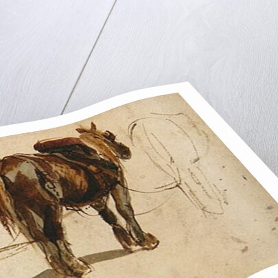 Three Cart-Horses in traces, back view by Peter de Wint