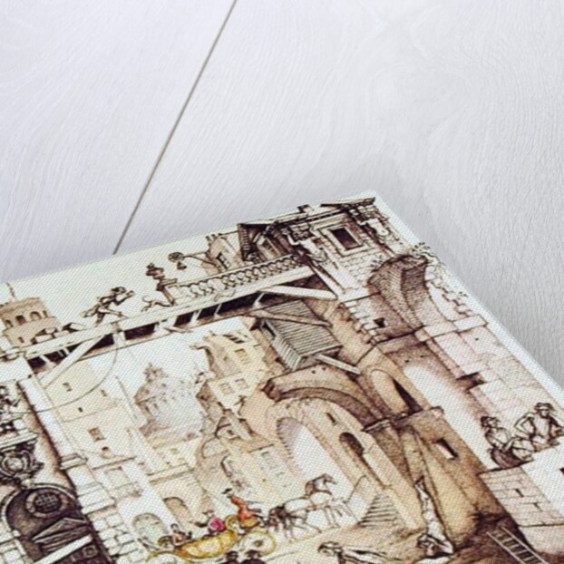 The Lord Munodi takes him in his chariot to see the town of Lagado by Rex Whistler