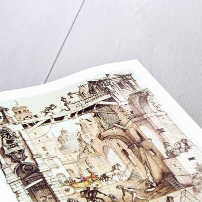 The Lord Munodi takes him in his chariot to see the town of Lagado by Rex Whistler