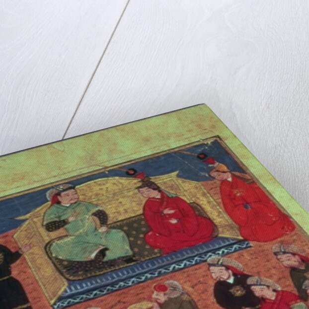 Ms. Supp. Pers. 1113 fol.203v Arghan Khan with two of his wives and his son Ghazan by Persian School