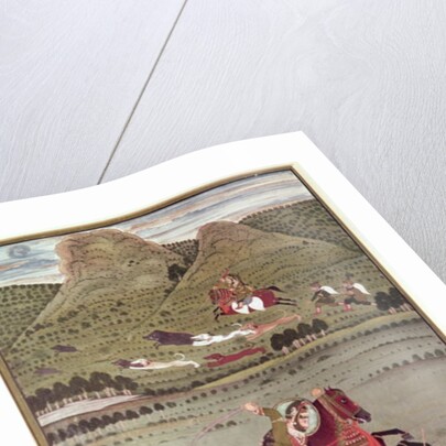 Maharana Jawan Singh of Mewar hunting wild boar, Udaipur by Indian School