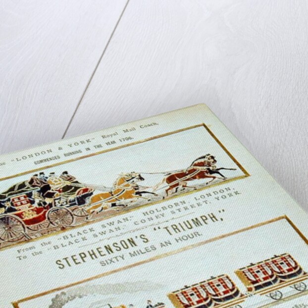 The 'London and York' Royal Mail Coach and Stephenson's 'Triumph', woven for the York Exhibition, 1879 by English School