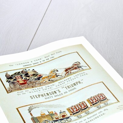The 'London and York' Royal Mail Coach and Stephenson's 'Triumph', woven for the York Exhibition, 1879 by English School