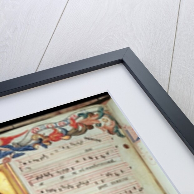 Page of musical notation with a historiated initial by Italian School