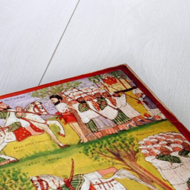 Burning of Churches by Muslims and the Death of Cristobal de Gama and the Fall and Death of Ahmed ibn Ibrahim al-Ghazi Shot by a Portuguese Musketeer, c.1900 by Kegneketa Jemlieri Hailu of Gondar