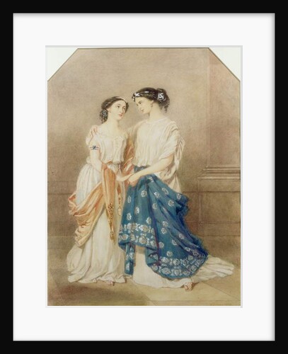 Scene from the 1848 production of 'Antigone' at the St. James Theatre with Mlle. Baptiste as Ismeme and Mme. Pechter as Antigone, 1848 by Alfred-Edward Chalon