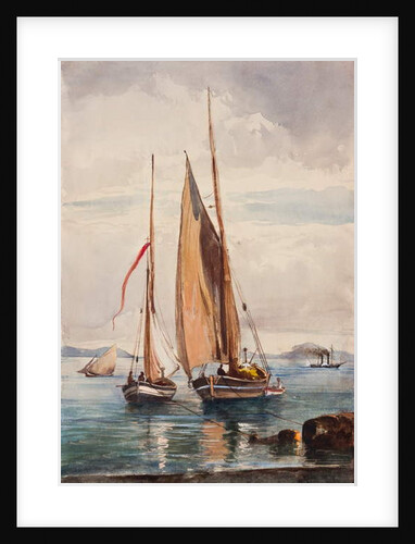 Fishing boats and steamship, with additions by Prince Alfonso Maria di Borbone by Giacinto Gigante