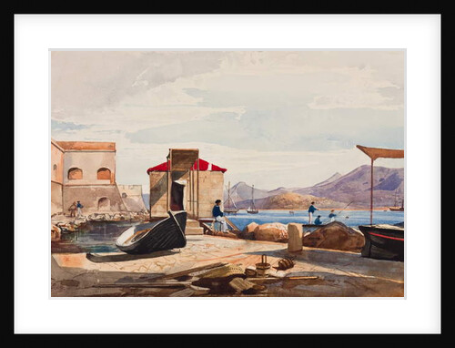 The Port at Gaeta, with additions by Princess Maria Annunziata di Borbone by Giacinto Gigante
