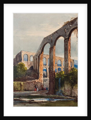 Women beneath the Roman aqueduct at Maddaloni, with additions by Princess Maria Annunziata di Borbone by Giacinto Gigante