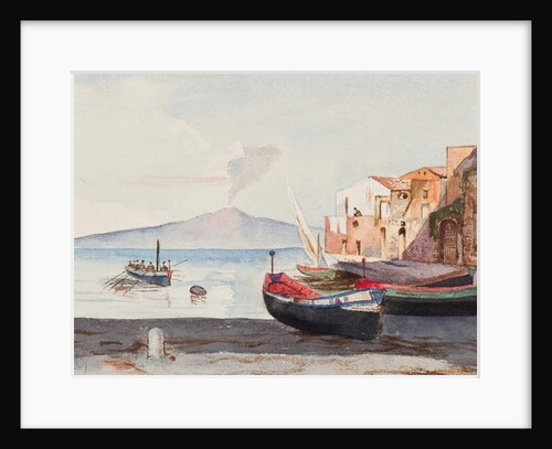 Vesuvius from Sorrento, with additions possibly by Princess Maria Annunziata di Borbone by Giacinto Gigante