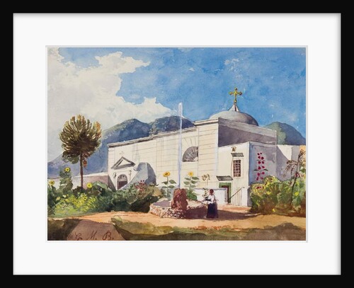 Church and fountain, possibly the garden of a Royal Residence, with additions by Prince Gaetano Maria Federico di Borbone by Giacinto Gigante