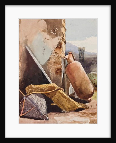 Baskets and amphora with bird, with additions by a Borbone pupil by Giacinto Gigante