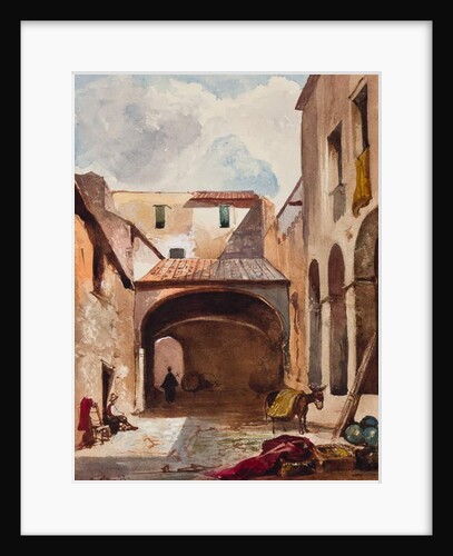 Passage and street with figures, with additions by a Borbone pupil, possibly Prince Alfonso Maria di Borbone, 1853 by Giacinto Gigante