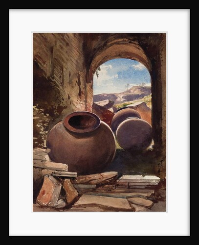 Amphorae in a ruin, with additions by a Borbone pupil by Giacinto Gigante