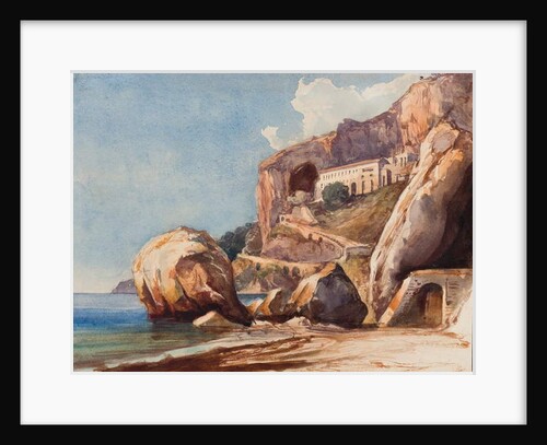 The Capuchin Monastery at Amalfi from the beach, with additions by a Borbone pupil by Giacinto Gigante